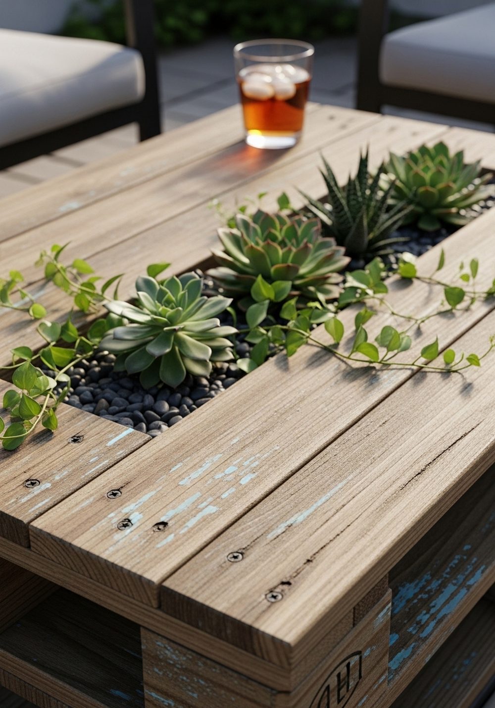 Pallet Coffee Table With Planter Center