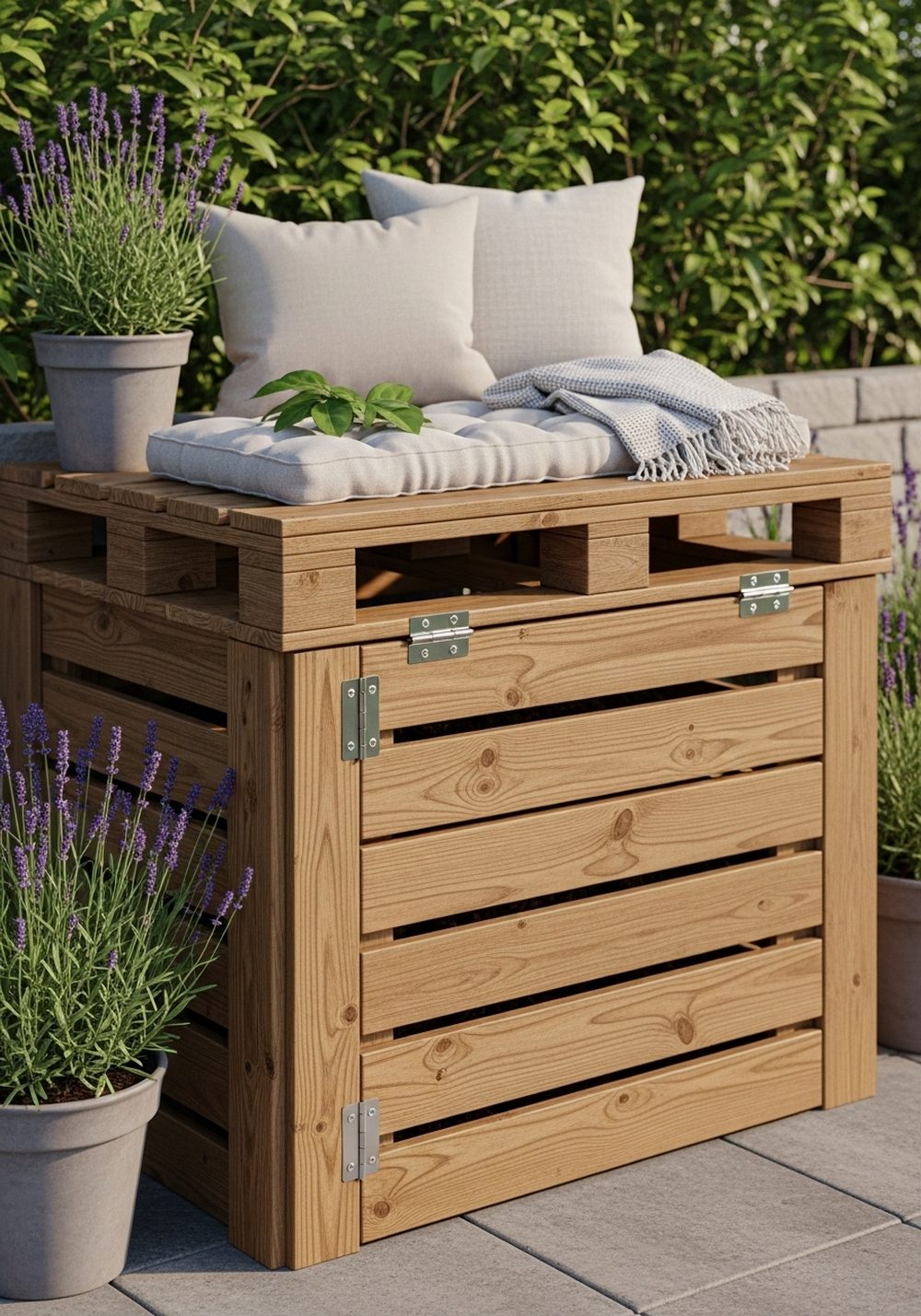 Pallet Compost Bin Disguised as a Rustic Bench
