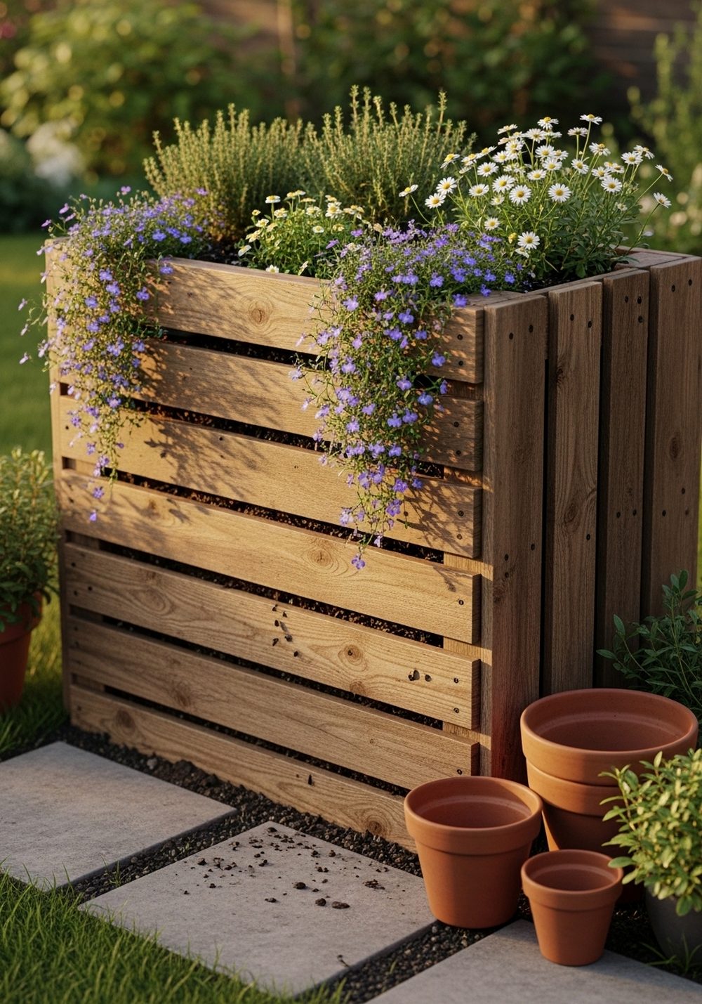 Pallet Compost Bin With Planter Top