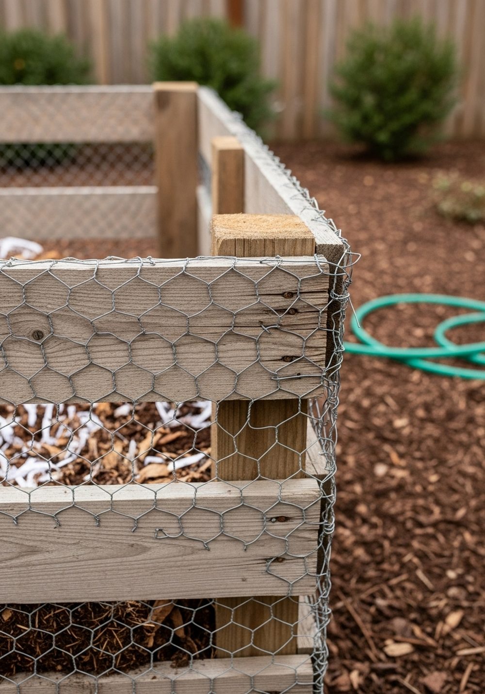 Pallet Compost Bin With Wire Mesh Lining