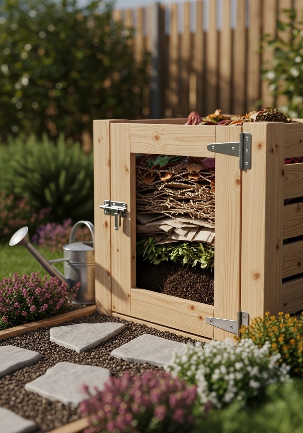 Pallet Compost Bin with Hinged Front Door