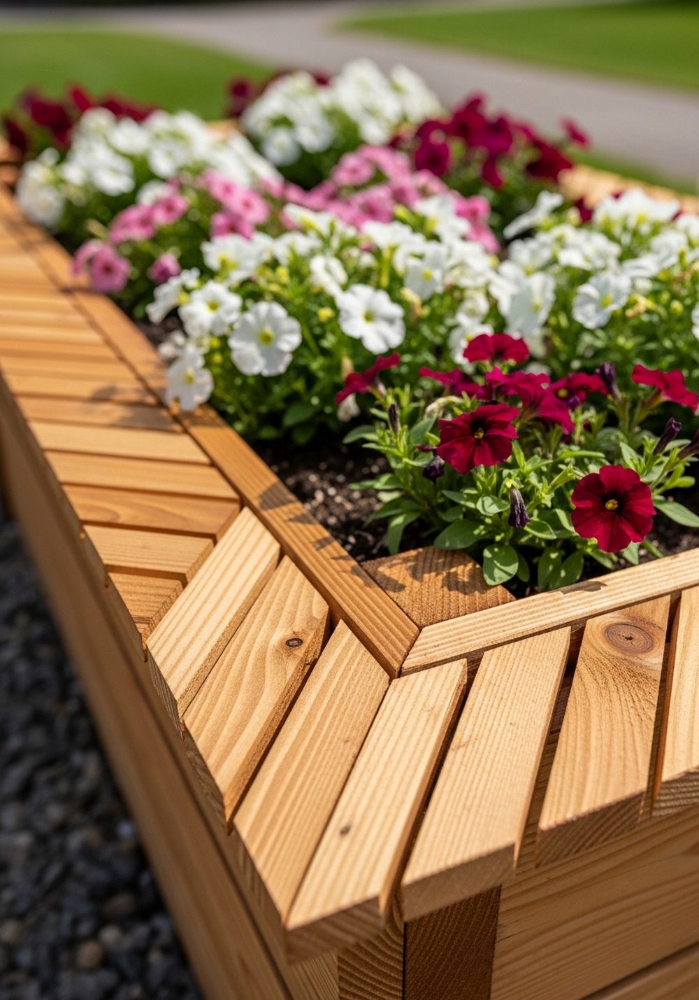 Pallet Flower Bed With Chic Herringbone Top Trim