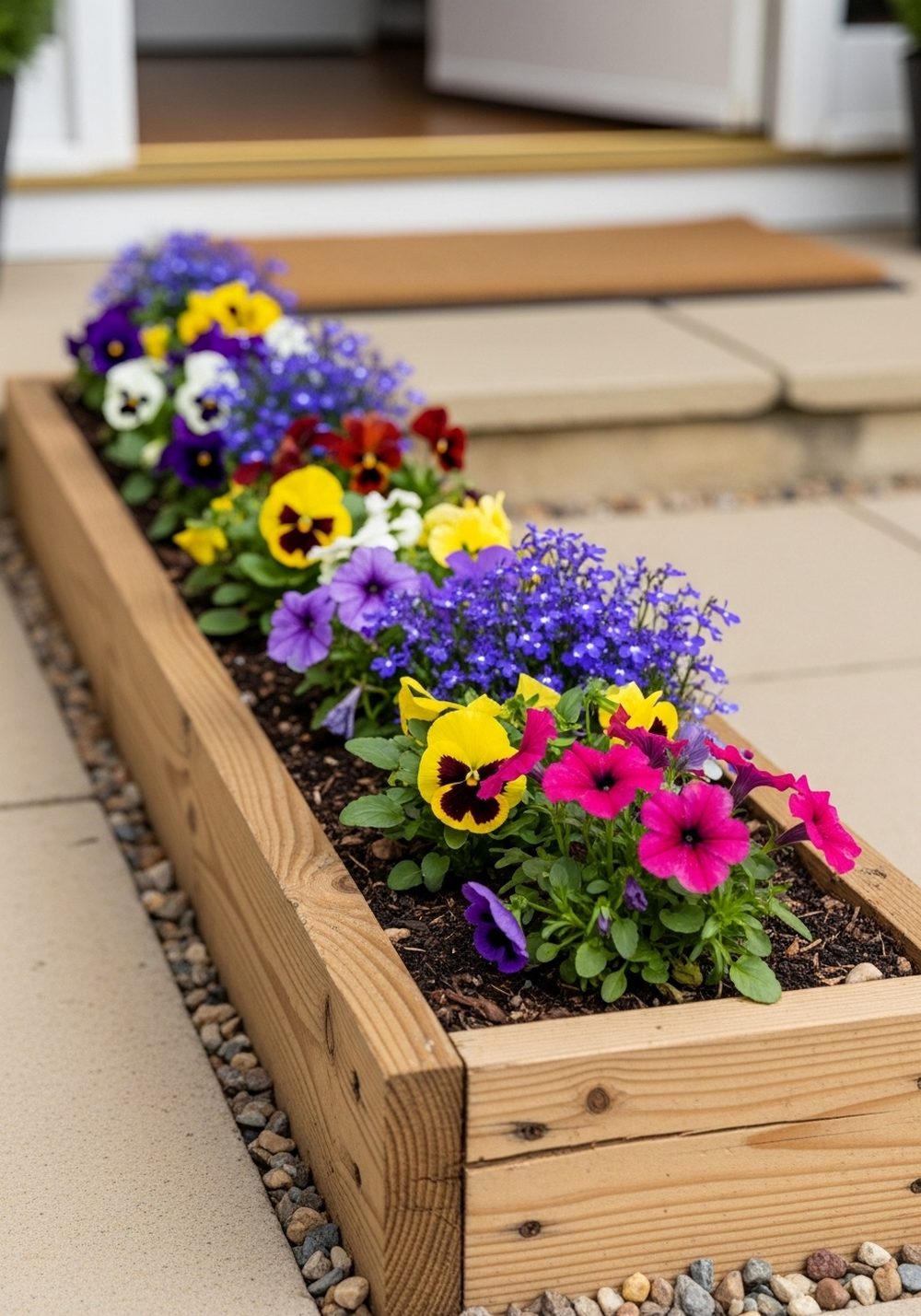 Pallet Flower Strip Beside The Front Door
