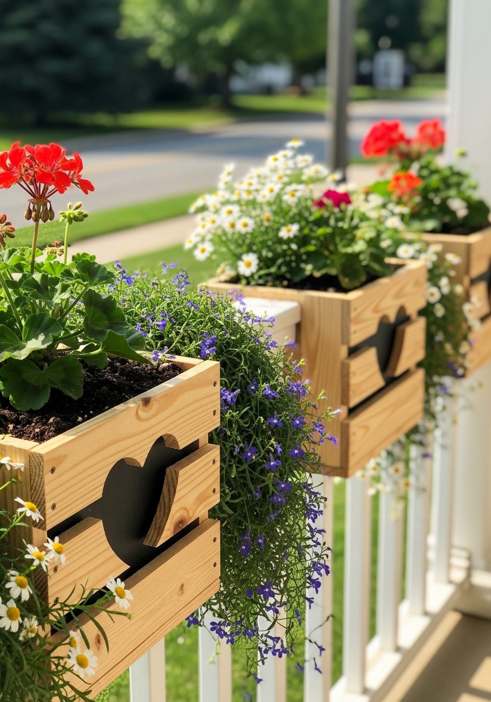 Pallet Heart Porch Rail Flower Boxes