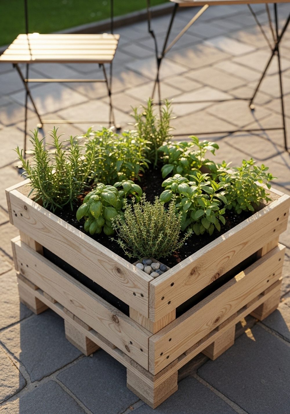 Pallet Herb Bed Beside The Patio