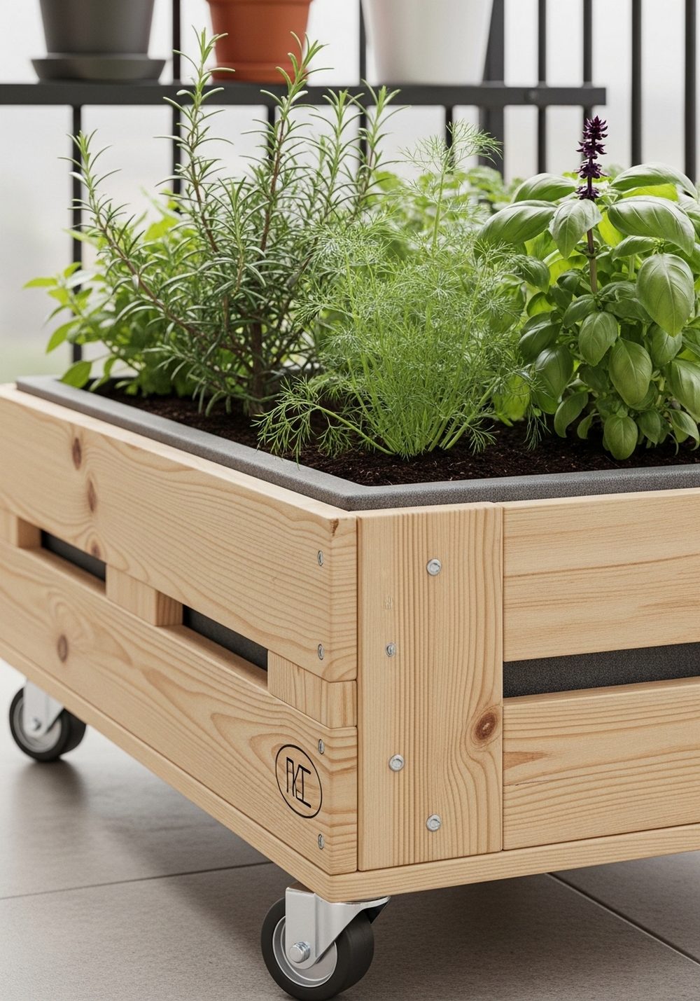 Pallet Herb Box On Casters