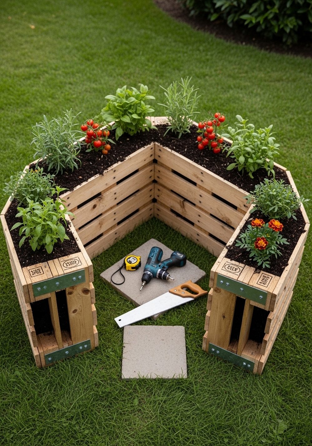 Pallet U-Shaped Kitchen Garden