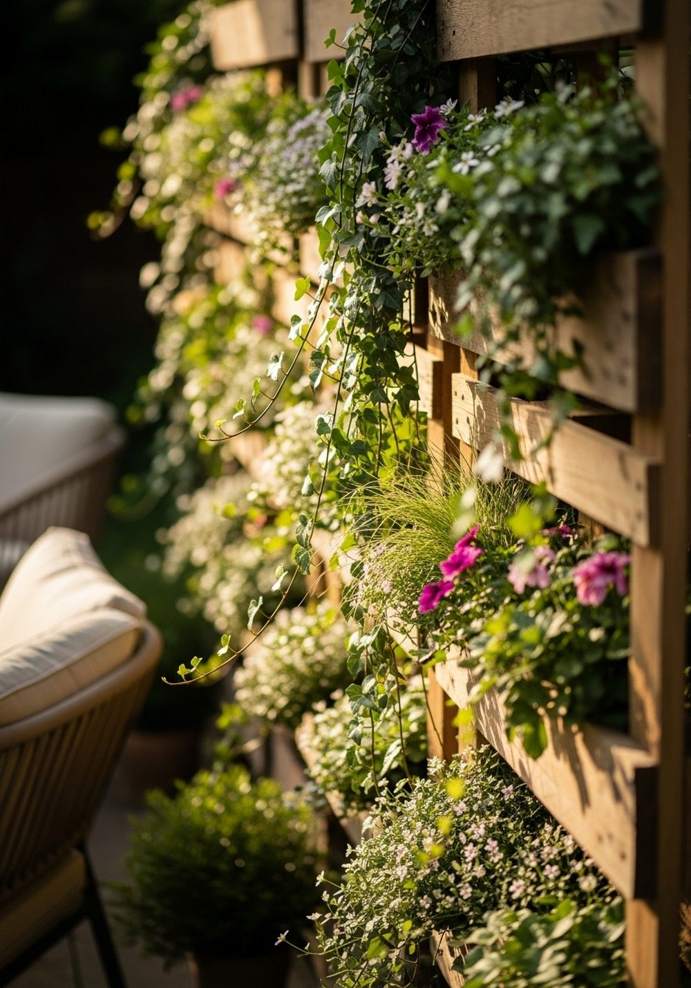 Pallet Wall Divider For Privacy And Greenery