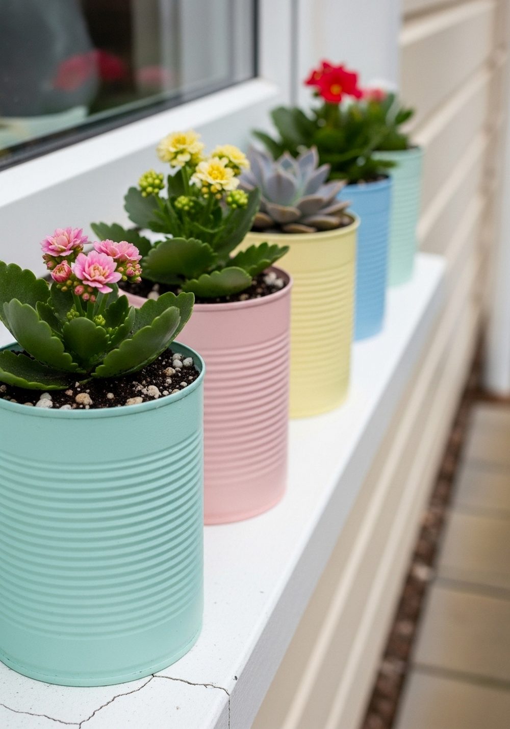Pastel Tin Can Window Ledge Line