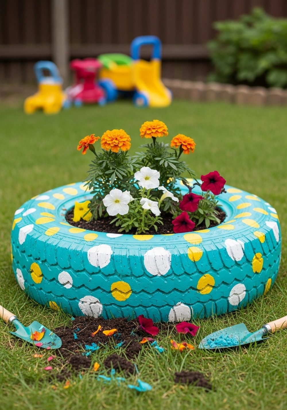 Polka Dot Kids’ Tyre Flower Bed