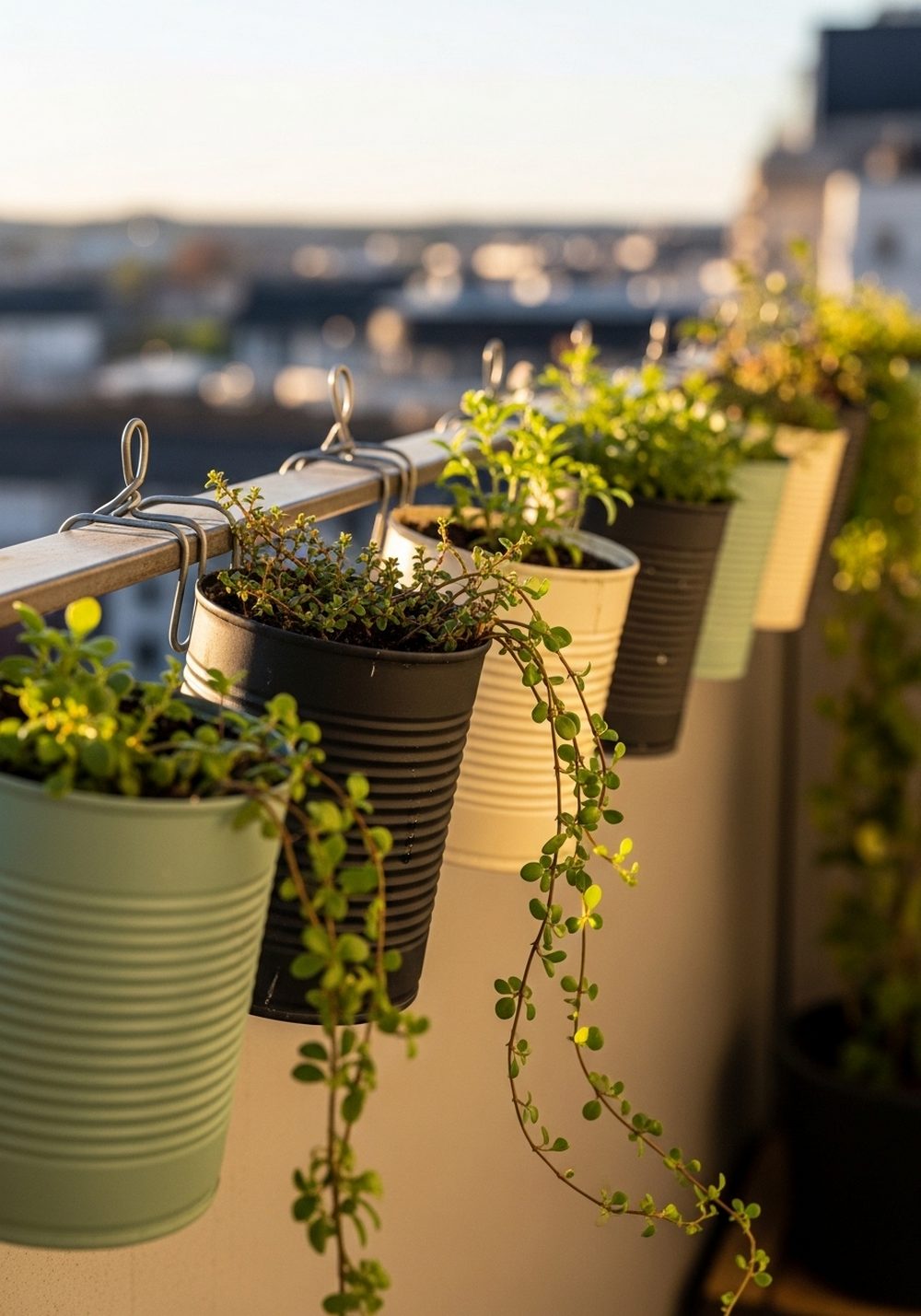 Rail-Hung Tin Can Balcony Planters