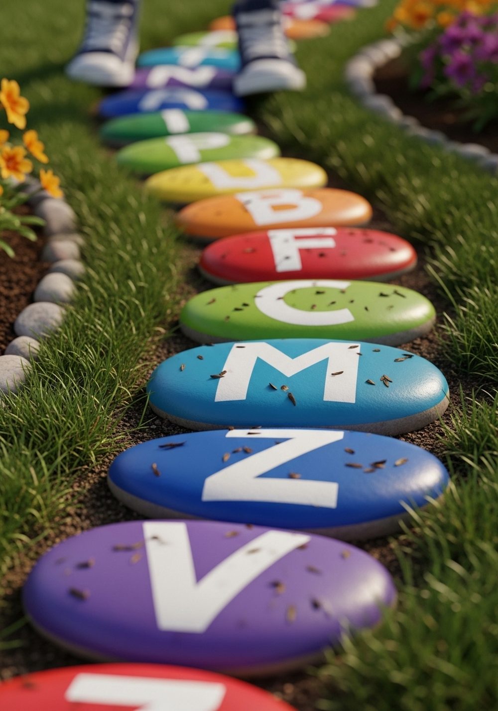 Rainbow Alphabet Rock Path