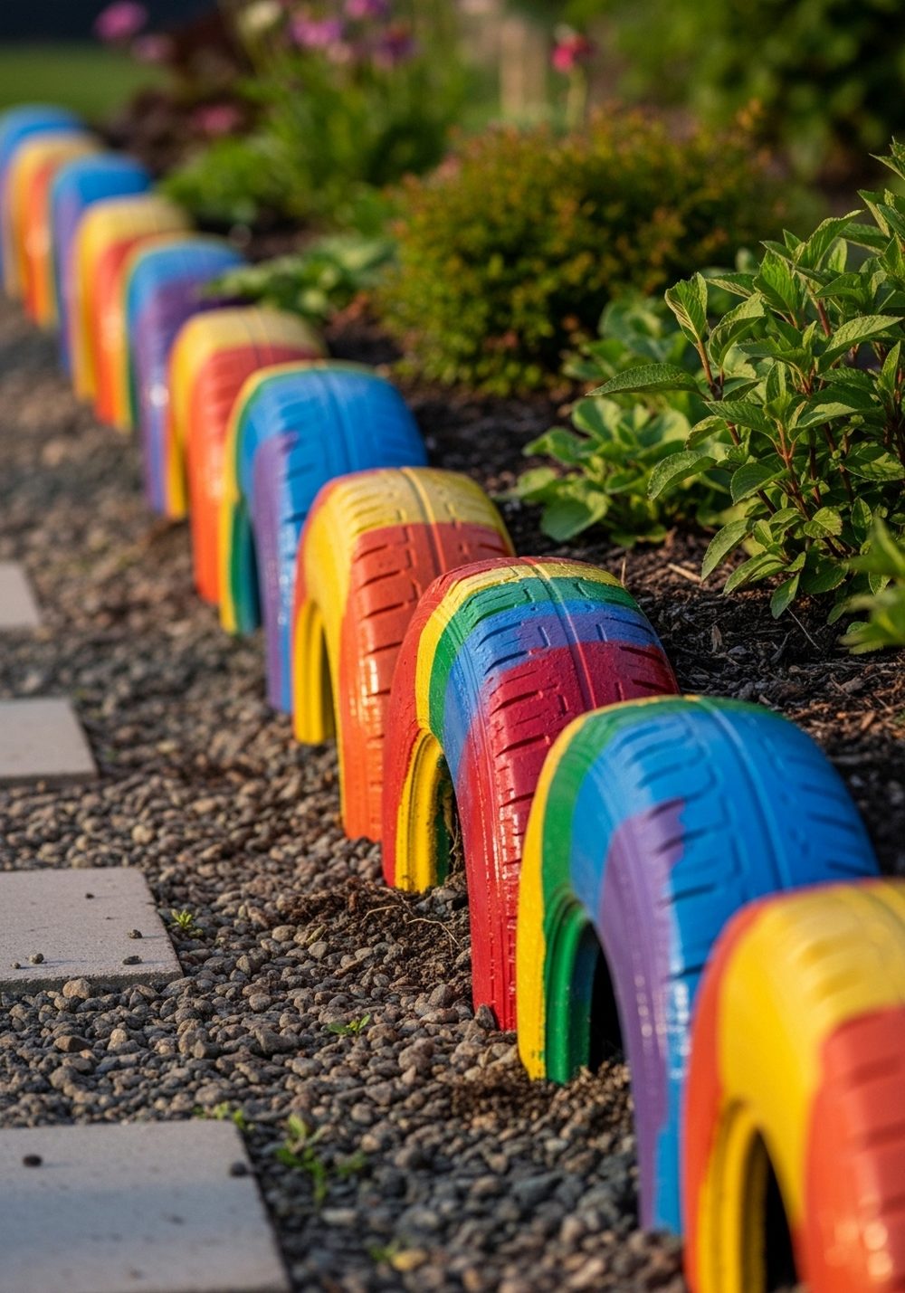 Rainbow Striped Tire Ring Border