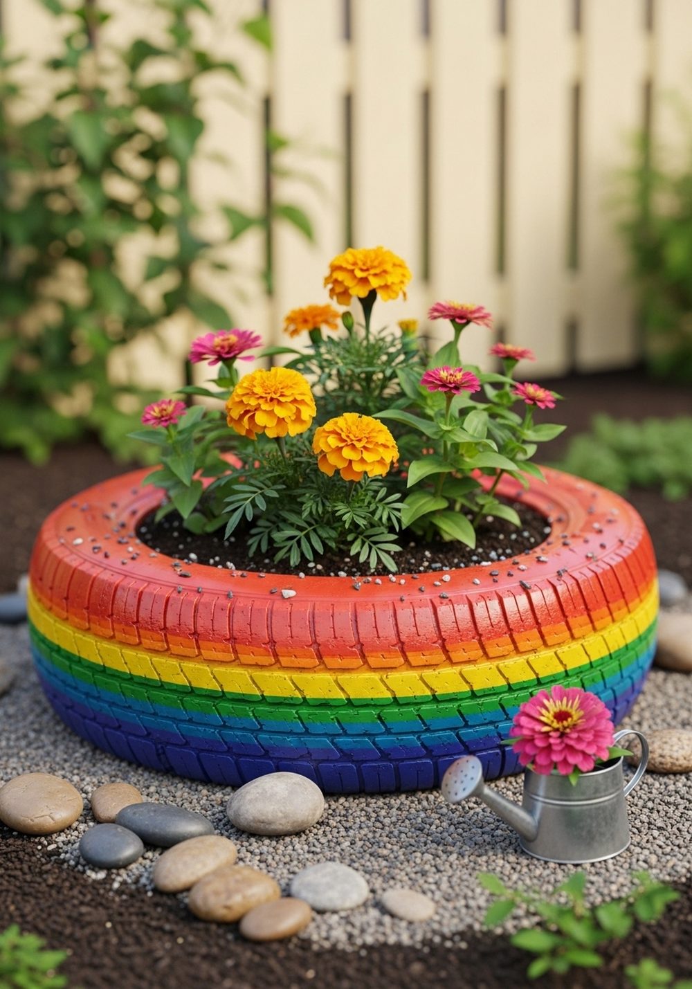 Rainbow Tire Planter Ring