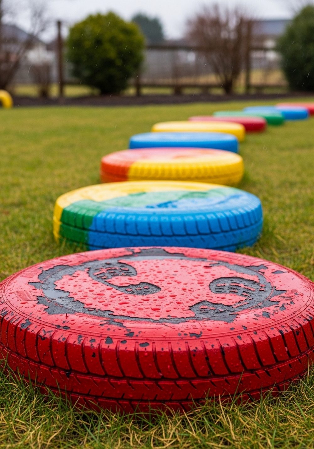 Rainbow Tire Stepping-Stone Path