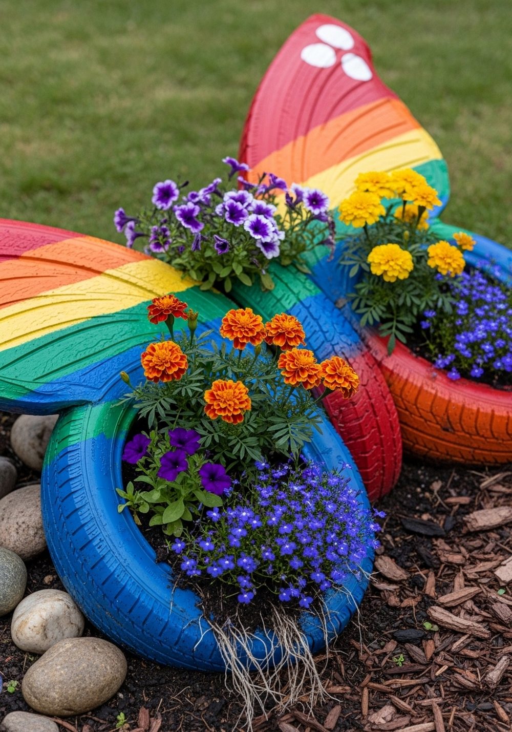 Rainbow Wing Stack Butterfly Planter