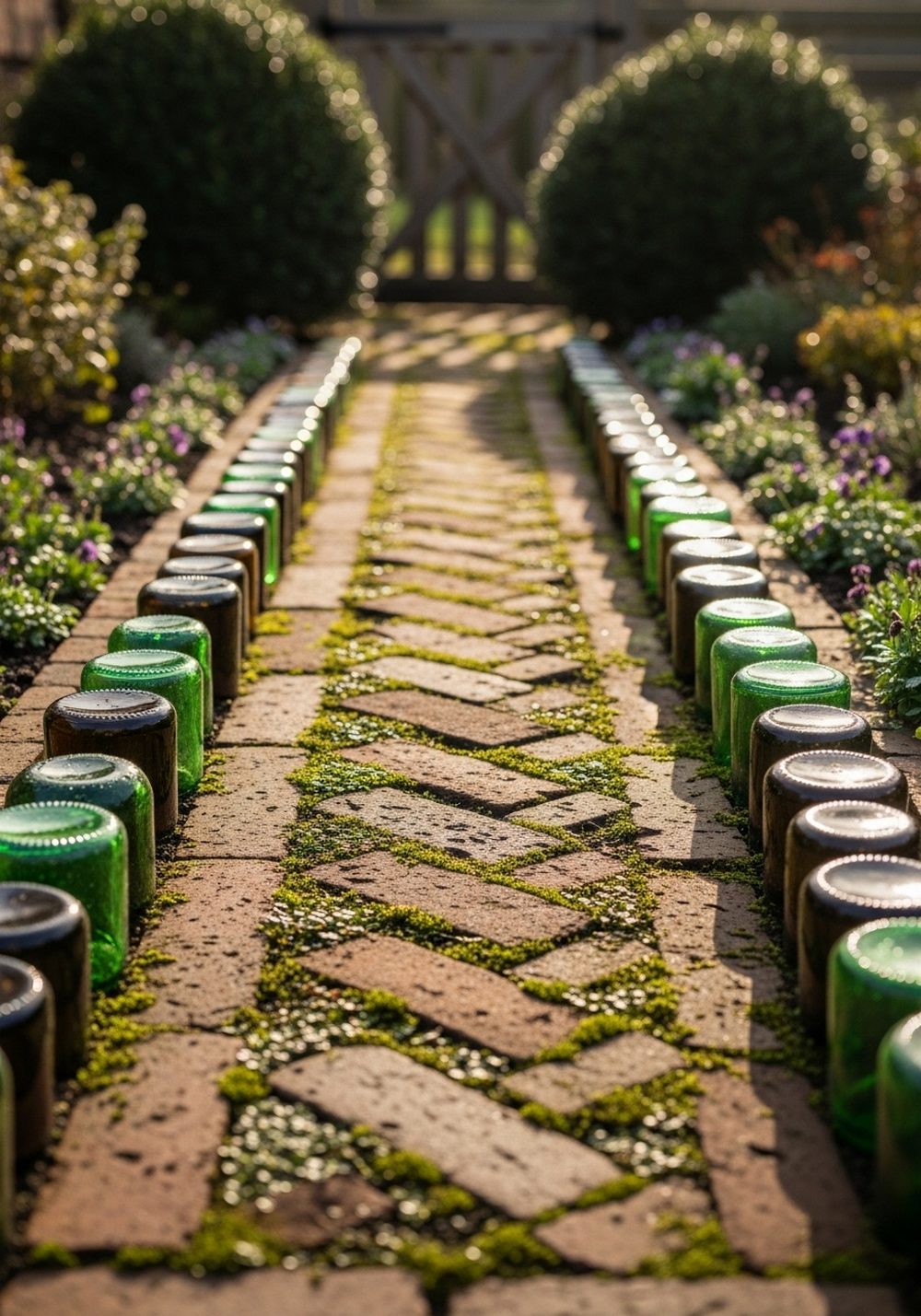Reclaimed Brick & Bottle Edge Path