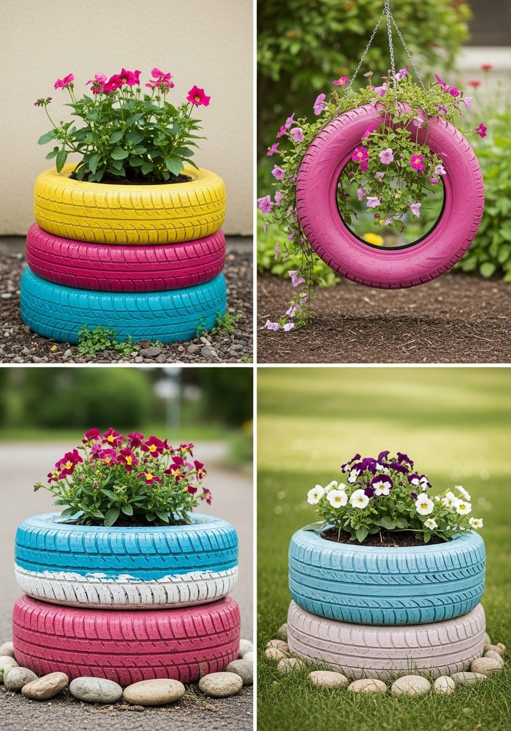 Repurpose Tires As Bold Flower Planters