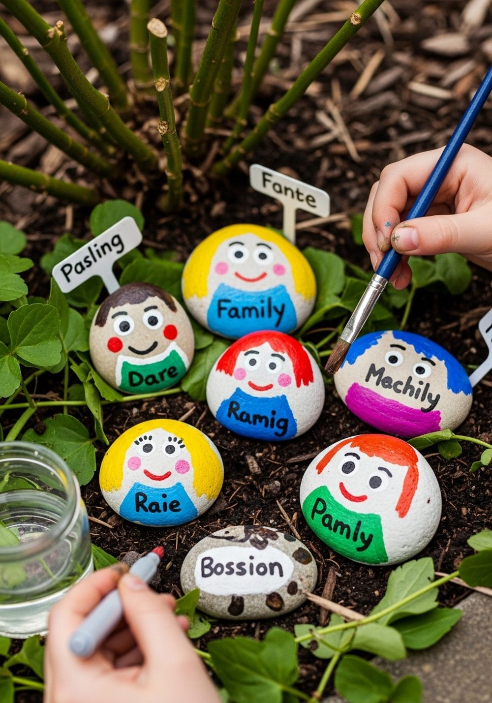 Rock Family Garden Markers