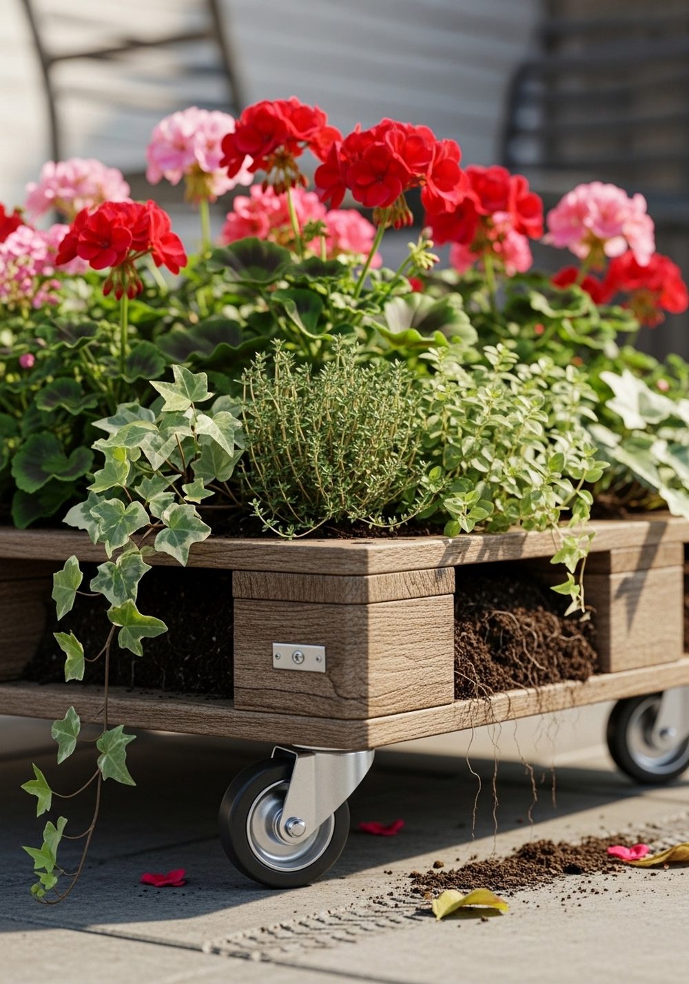 Rolling Pallet Planter Bed For Flexible Layouts