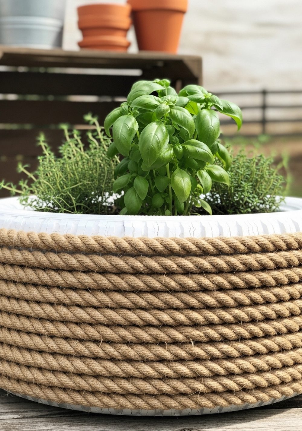 Rope-Wrapped Farmhouse Tire Tub