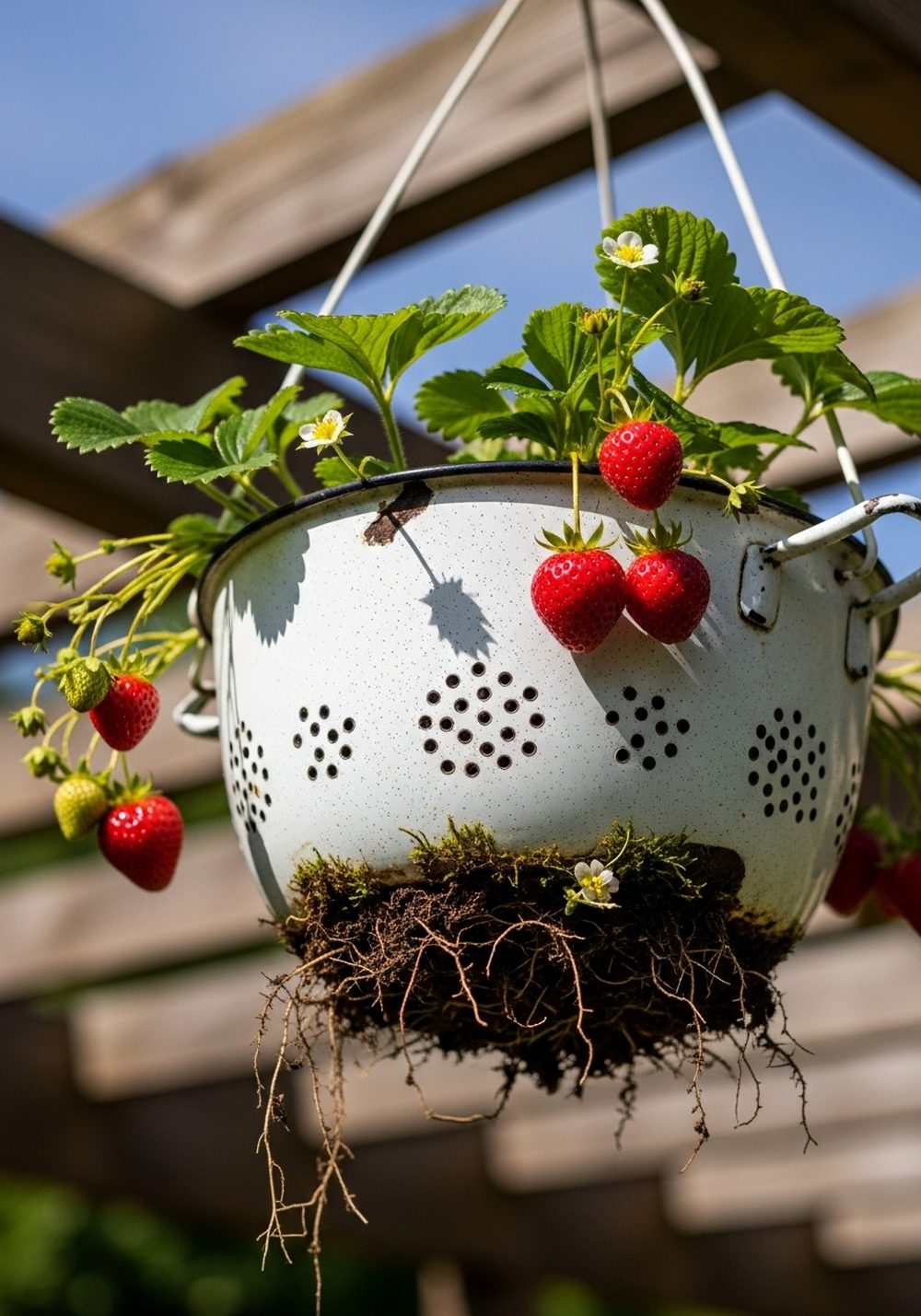 Rustic Enamel Strainer Strawberry Basket