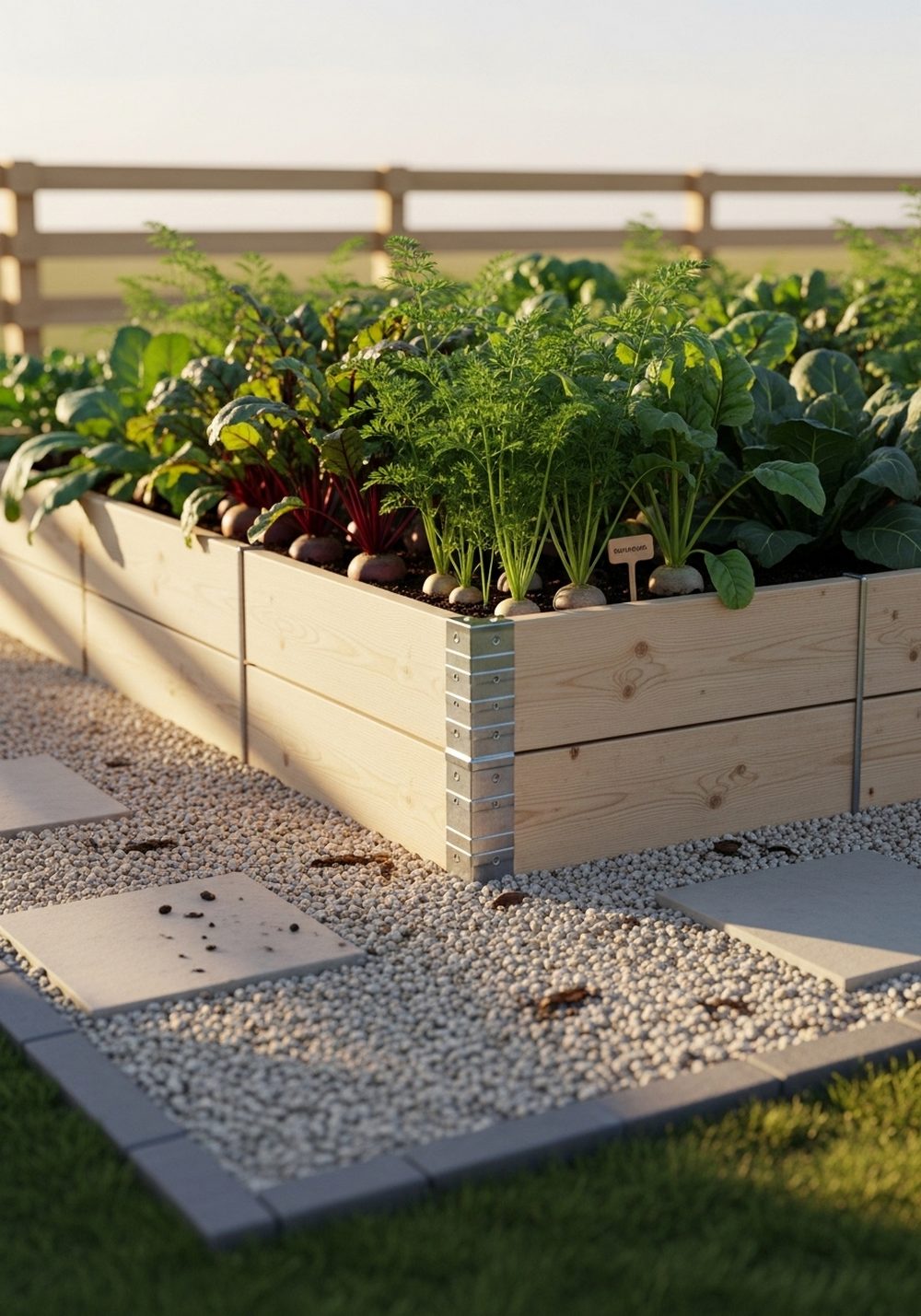 Rustic Pallet Deep Bed With Gravel Paths