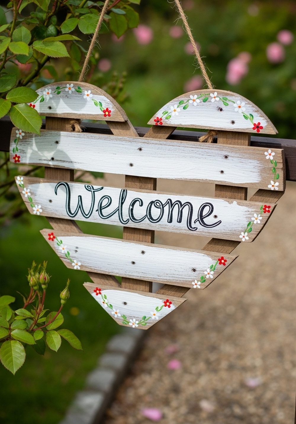 Rustic Pallet Heart Welcome Sign