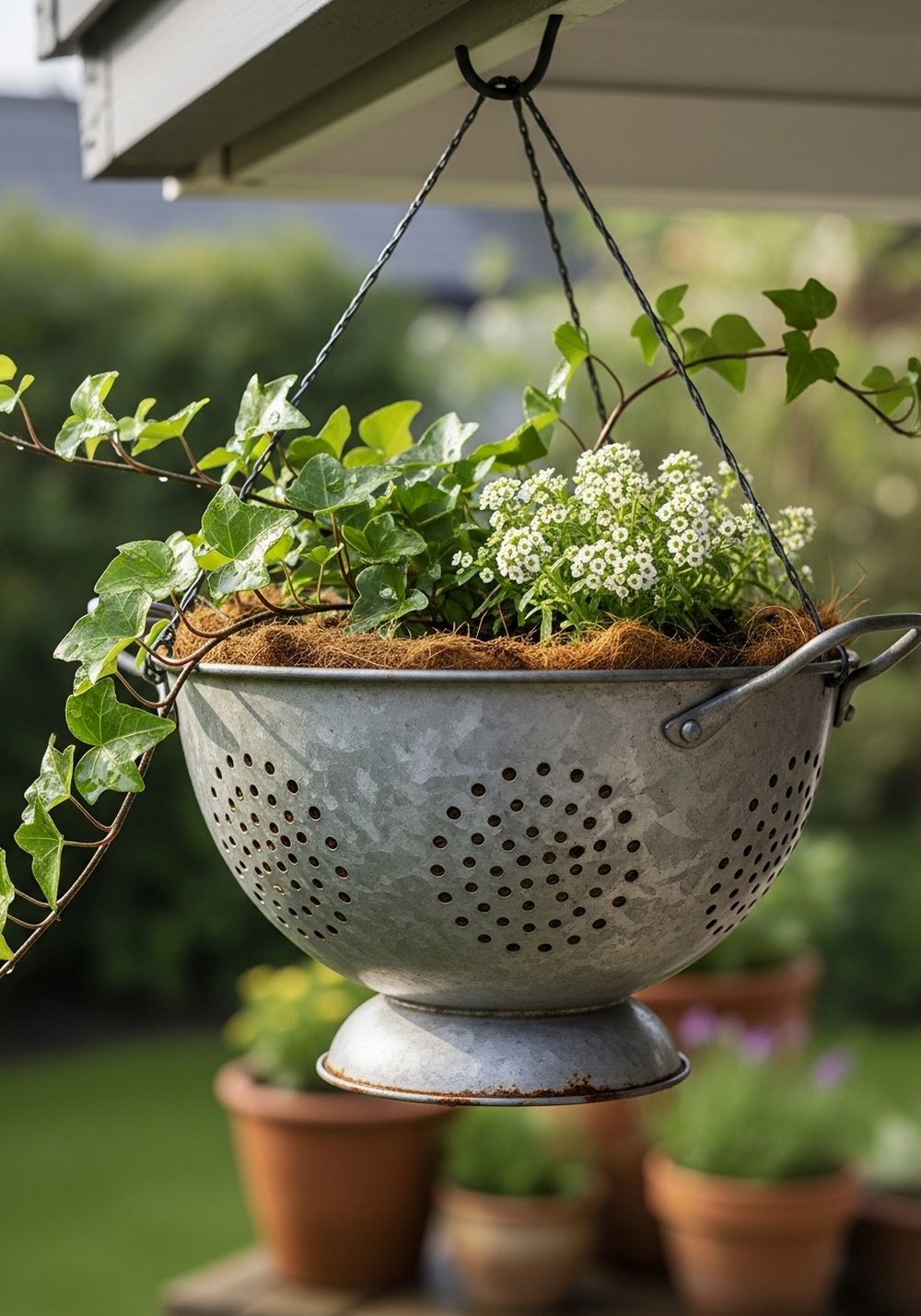 Rusty Colander With Trailing Ivy