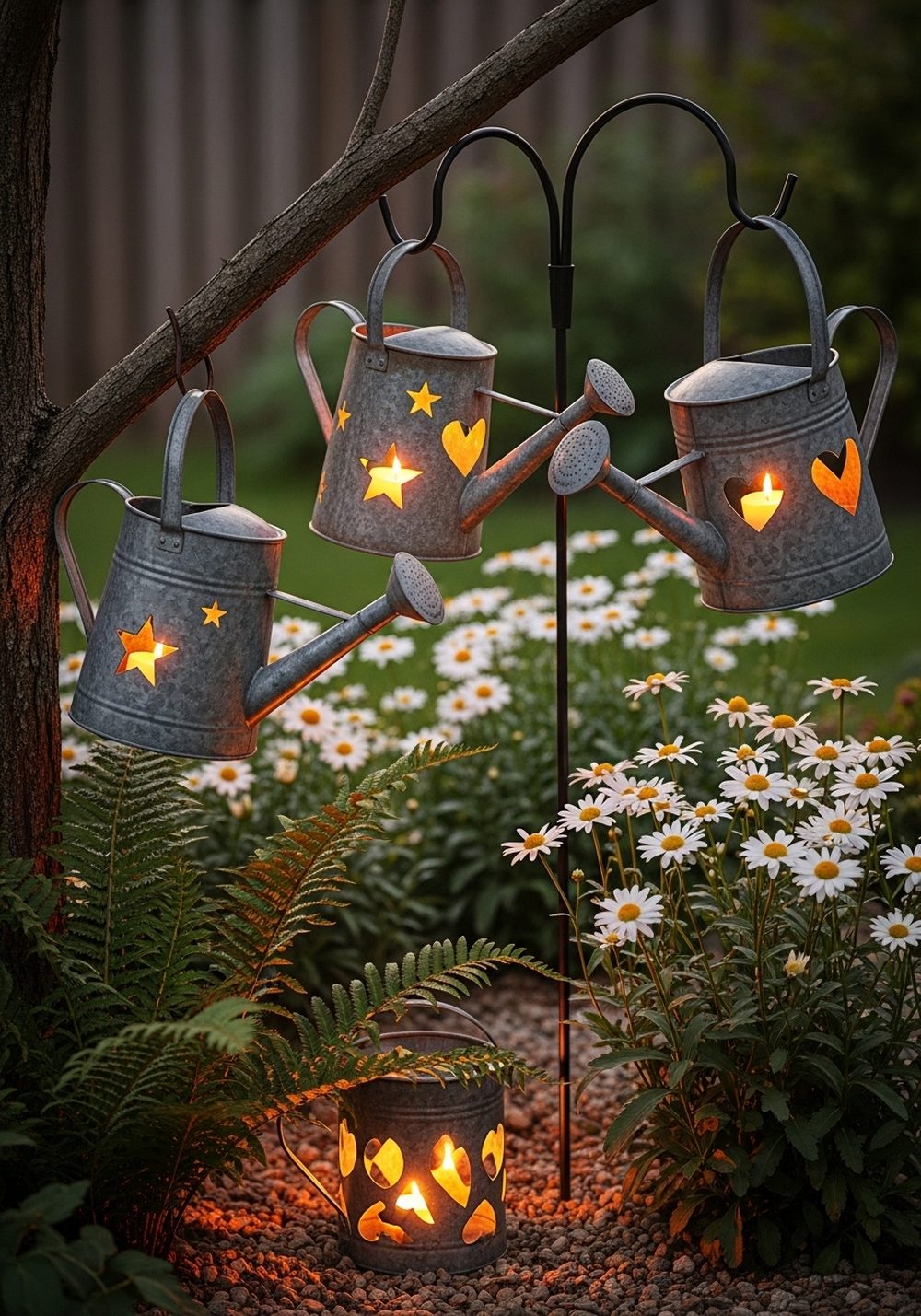 Rusty Watering Can Lanterns