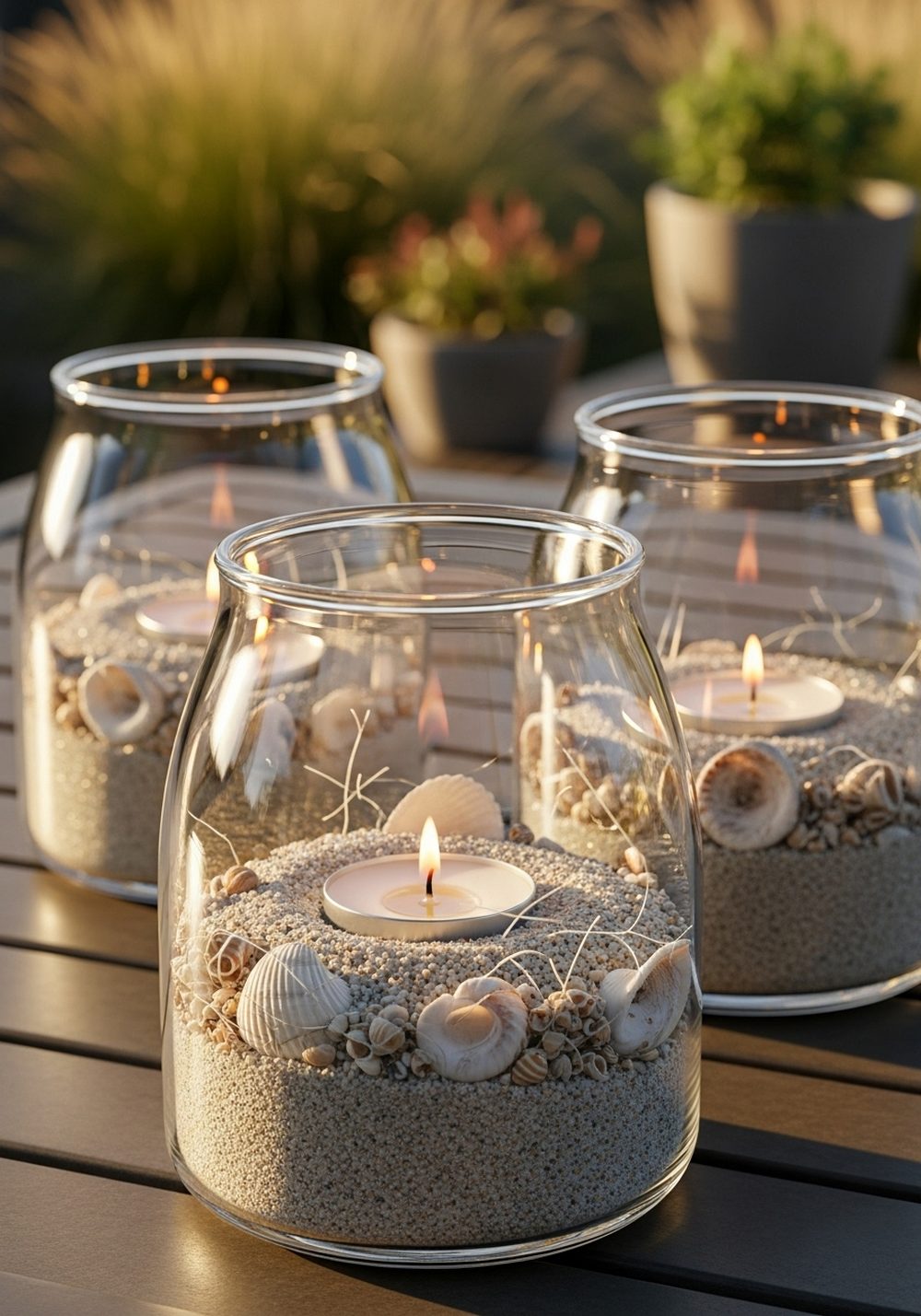 Sand-and-Seashell Coastal Jar Lanterns