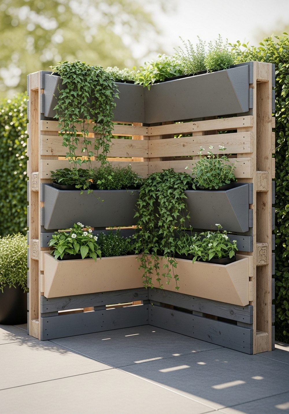 Sculptural Pallet Privacy Wall Planter