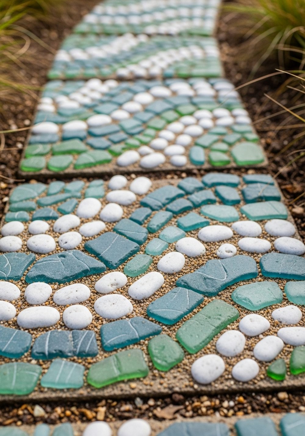Sea Glass & Pebble Wave Stones