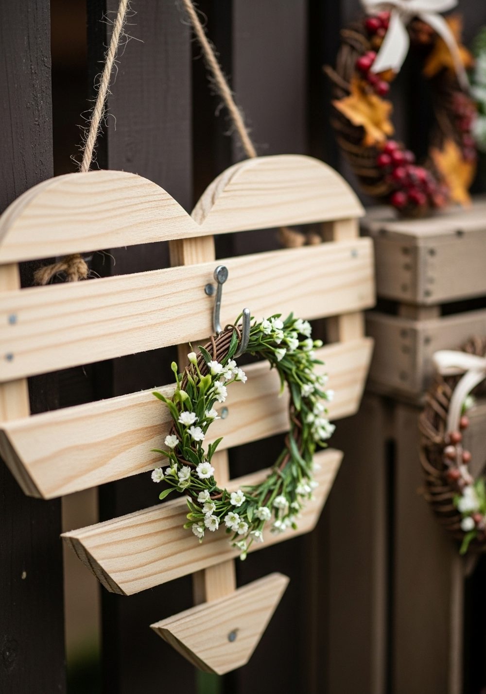 Seasonal Pallet Heart With Swappable Wreaths