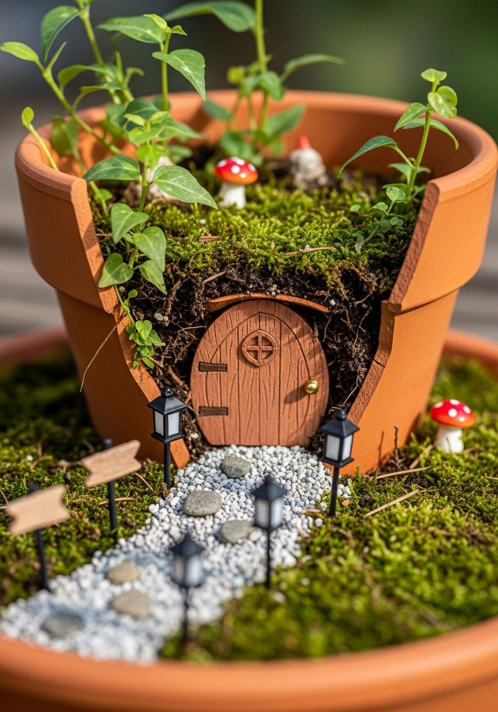 Secret Doorway Broken Pot Fairy Garden