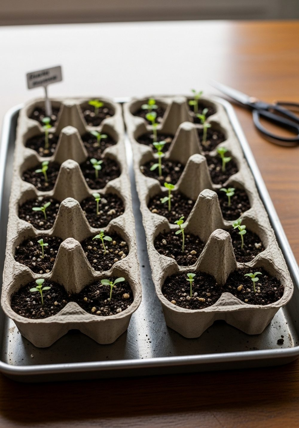 Set Egg Carton Seedlings In A Waterproof Display Tray
