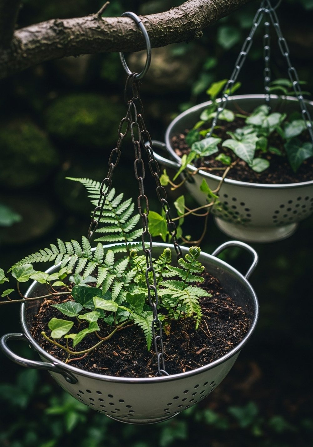 Shade-Loving Fern Colander Baskets