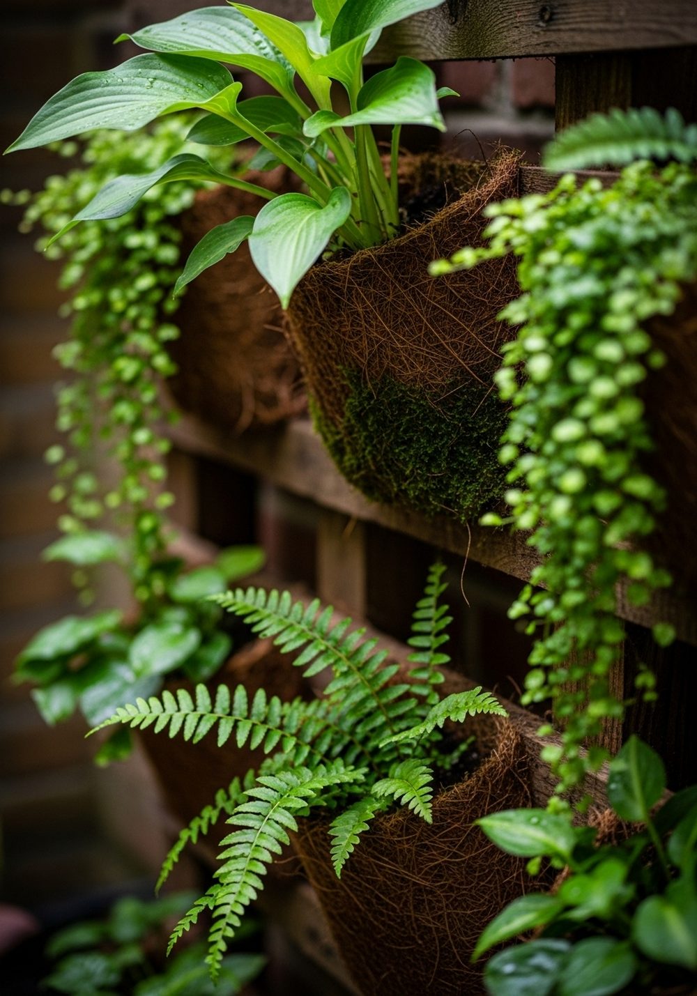 Shaded Fern And Foliage Pallet Wall