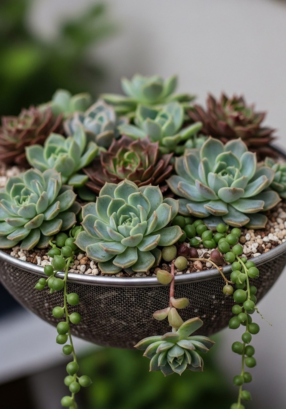 Shallow Strainer Succulent Cascade