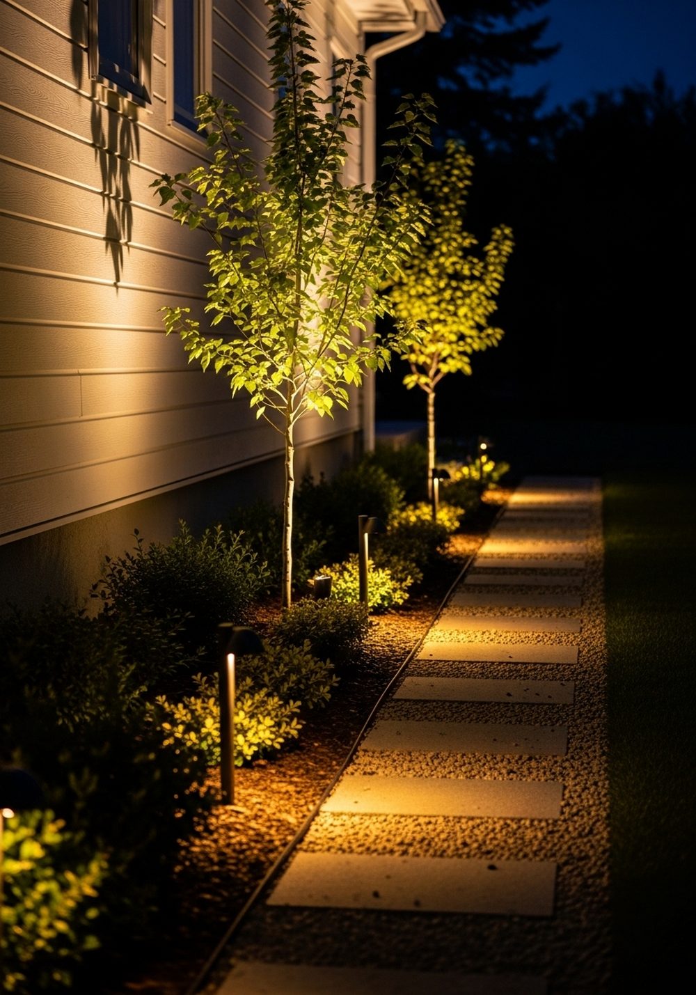 Side-Of-House Lighting And Uplights