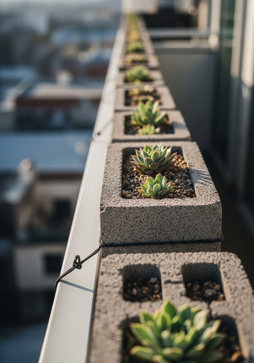 Slim Balcony Cinder Block Rail Wall