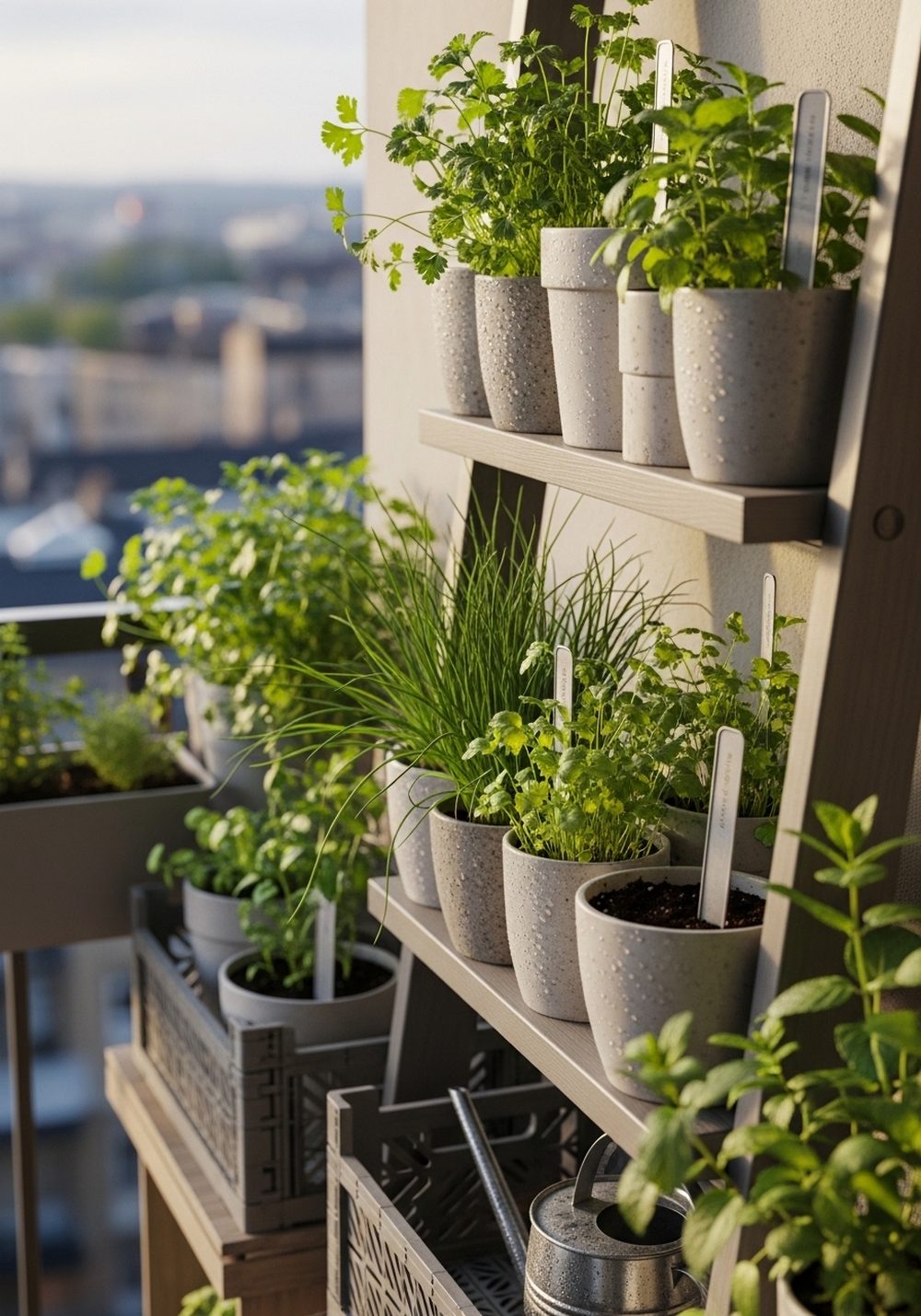 Slim Balcony Ladder Herb Garden