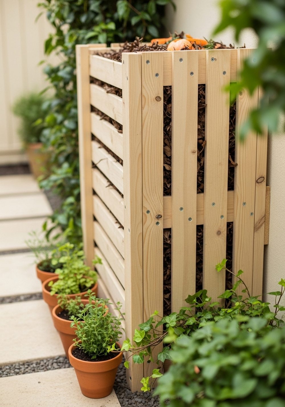 Slimline Pallet Compost Bin for Narrow Spaces