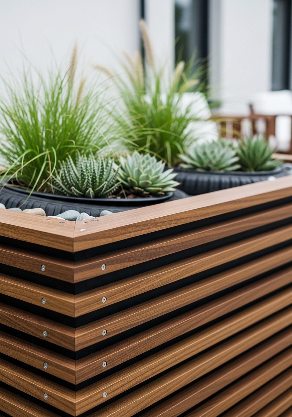 Slip Tires Into A Modern Slatted Box Planter