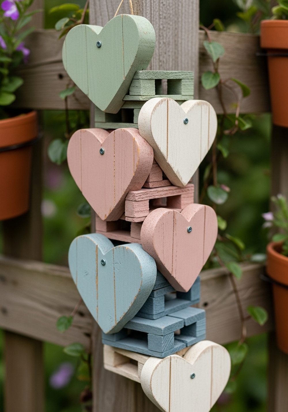 Stacked Mini Pallet Heart Gallery On The Fence