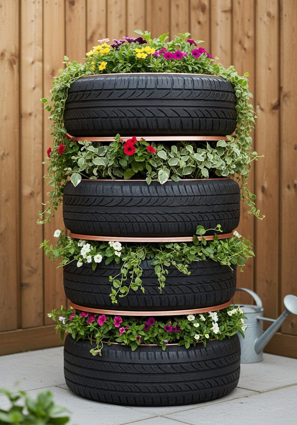 Stacked Tire Planter Tower