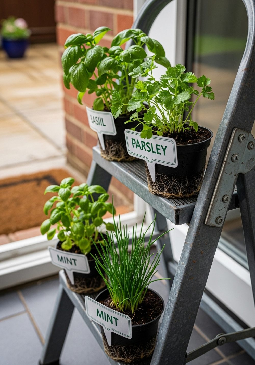 Step Ladder Herb Bar Beside The Kitchen Door