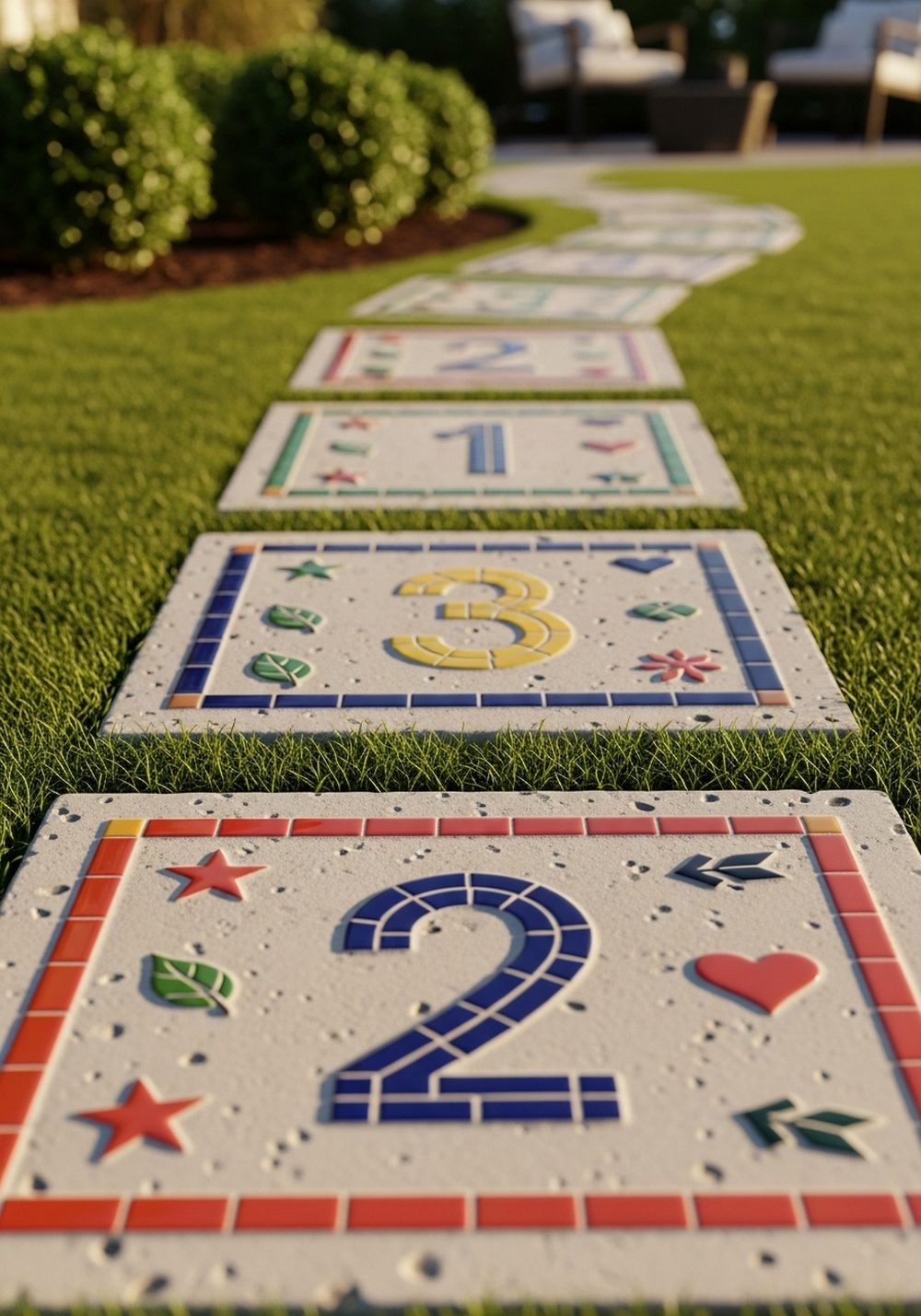 Story Path Numbered Mosaic Stepping Stones