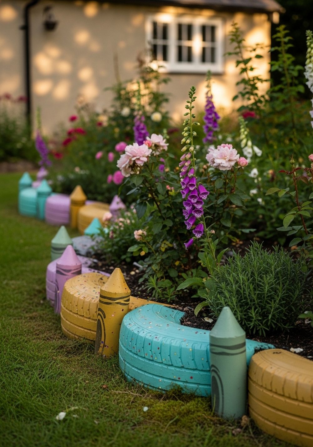 Storybook Crayon Tire Border For A Cottage Garden