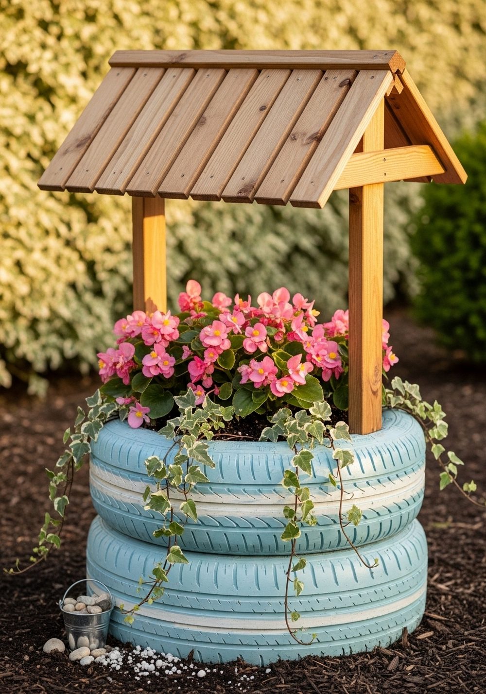 Storybook Tire “Wishing Well” Planter